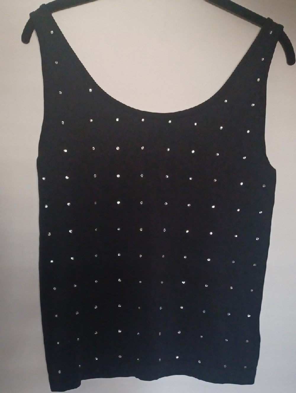 Feathers Black Sparkly Rhinestone All Occasion Tank Top